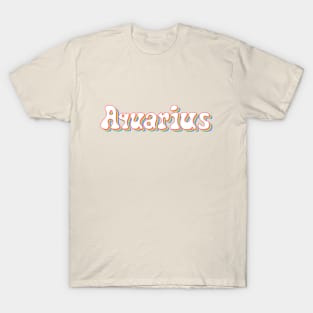 Retro Rainbow Aquarius Zodiac Sign T-Shirt